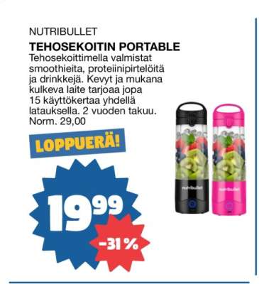 NUTRIBULLET TEHOSEKOITIN PORTABLE