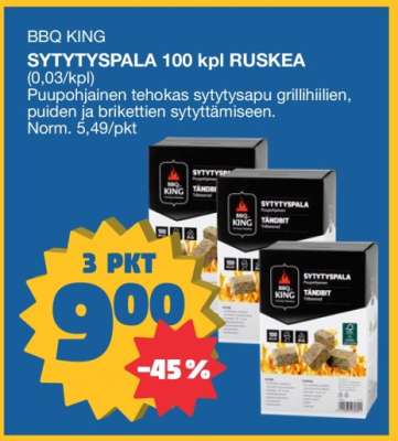 BBQ KING SYTYTYSPALA 100 kpl RUSKEA