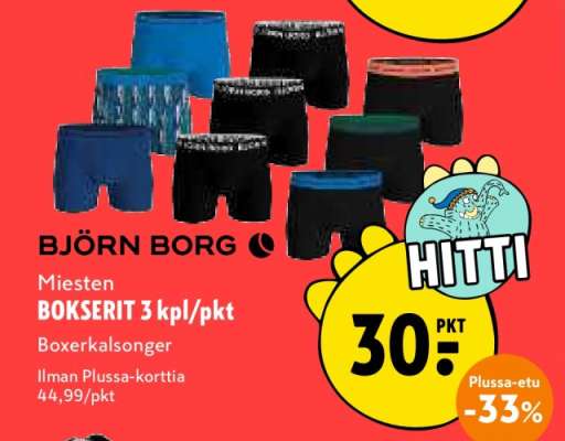 BJÖRN BORG Miesten BOKSERIT 3 kpl/pkt