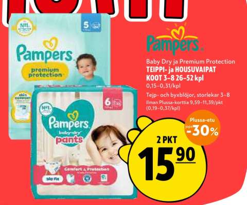 Pampers Baby Dry ja Premium Protection