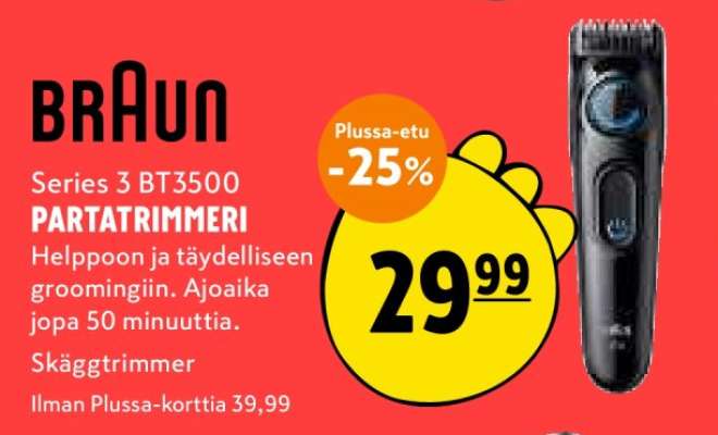 Braun Series 3 BT3500 PARTATRIMMERI