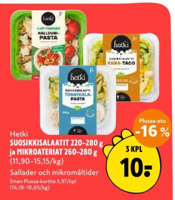 Hetki SUOSIKKISALAATIT 220–280 g ja MIKROATERIAT 260–280 g