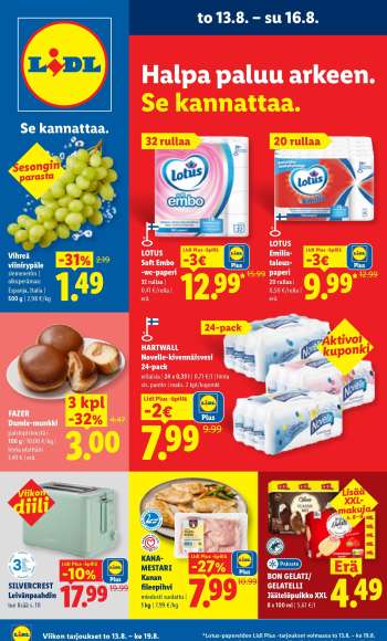 Lidl tarjoukset  - 13.08.2026 - 16.08.2026.