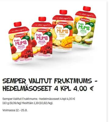 SEMPER VALITUT FRUKTMUMS - HEDELMÄSOSEET 4 KPL