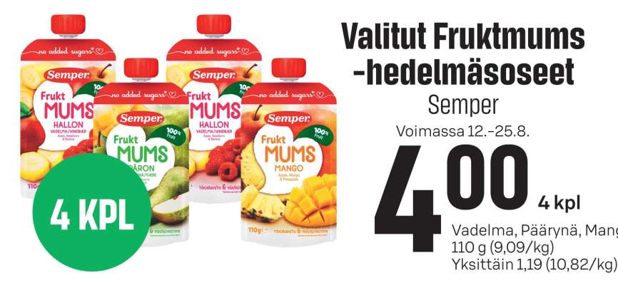 Valitut Fruktmums -hedelmäsoseet