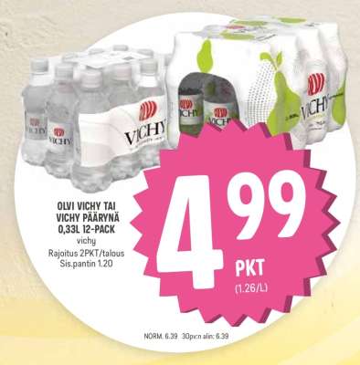 Olvi Vichy tai Vichy Päärynä 0.33L 12-pack