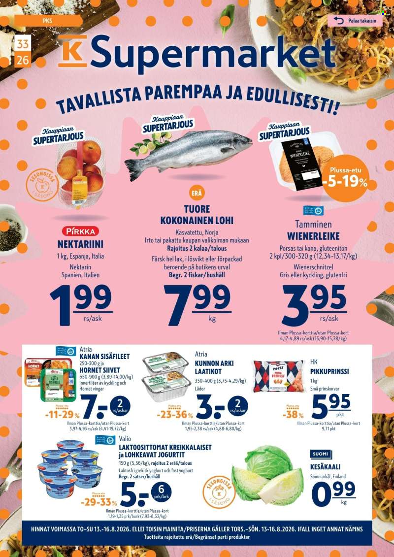 K-Supermarket tarjoukset  - 13.08.2026 - 16.08.2026.