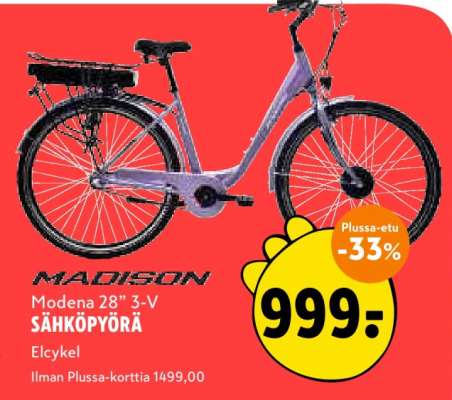 Madison Modena 28" 3-V SÄHKÖPYÖRÄ