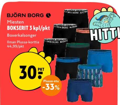 BJÖRN BORG Miesten BOKSERIT 3 kpl/pkt