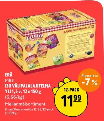 Piltti ISO VÄLIPALALAJITELMA yli 1,5 v 12 x 150 g