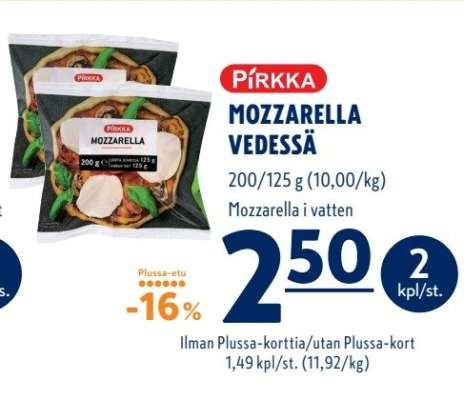 PIRKKA MOZZARELLA VEDESSÄ