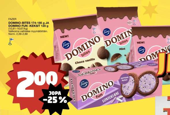 FAZER DOMINO-BITES JA DOMINO FUN -KAKSIT