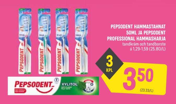 PEPSODENT HAMMASTAHNAT 50ML JA PEPSODENT PROFESSIONAL HAMMASHARJA