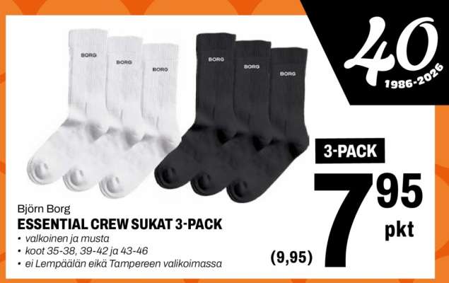 Björn Borg ESSENTIAL CREW SUKAT 3-PACK