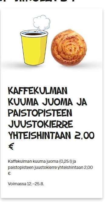 Kaffekulman kuuma juoma ja paistopisteen juustokierre