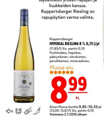 Ruppertsberger IMPERIAL RIESLING 8 % 0,75 l/pl