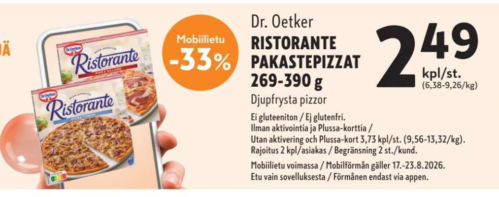 Dr. Oetker Ristorante pakastepizzat