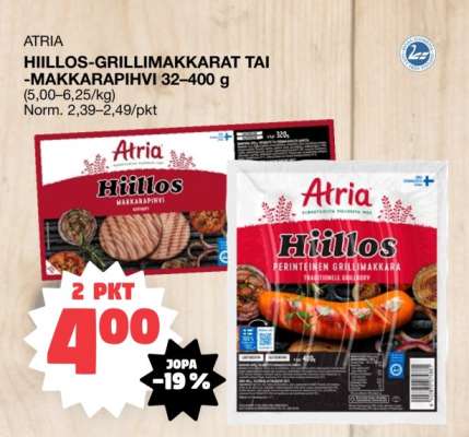 ATRIA HIILLOS GRILLIMAKKARAT TAI MAKKARAPIHVI