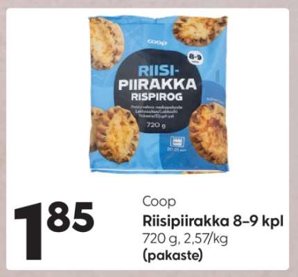 Coop Riisipiirakka 8–9 kpl
