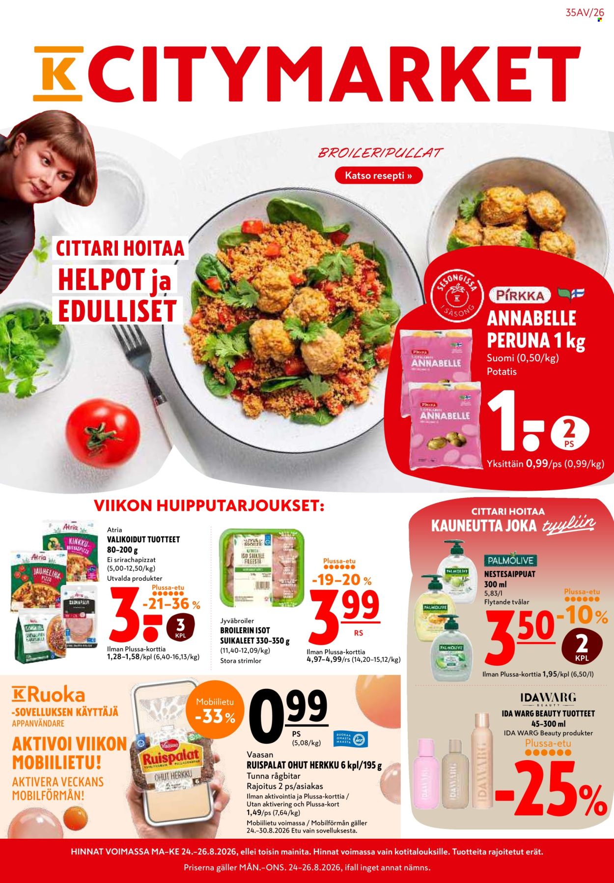 K-citymarket tarjoukset - 24.08.2026 - 26.08.2026. Sivu 1