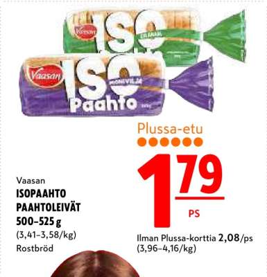 Vaasan ISOPAAHTO PAAHTOLEIVÄT 500-525 g