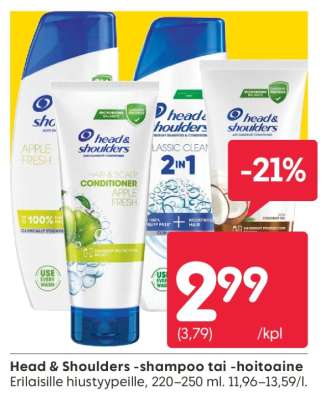 Head & Shoulders -shampoo tai -hoitoaine