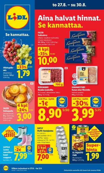 Lidl tarjoukset  - 27.08.2026 - 30.08.2026.