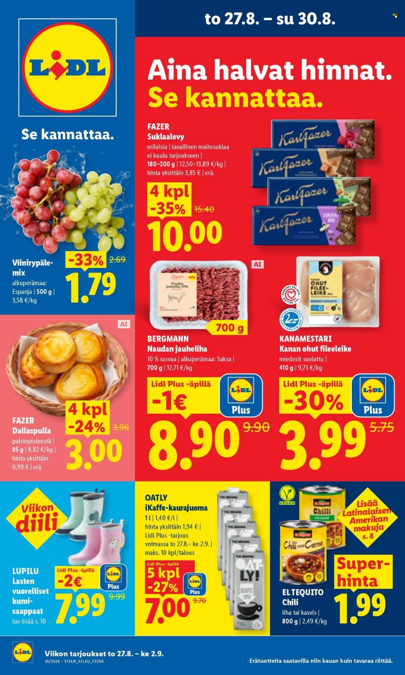 Lidl tarjoukset  - 27.08.2026 - 30.08.2026.