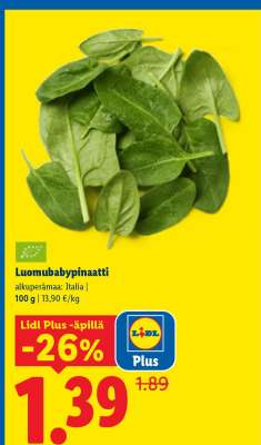Luomubabypinaatti