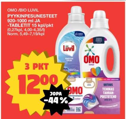 OMO / BIO LUVIL PYYKINPESUNESTEET