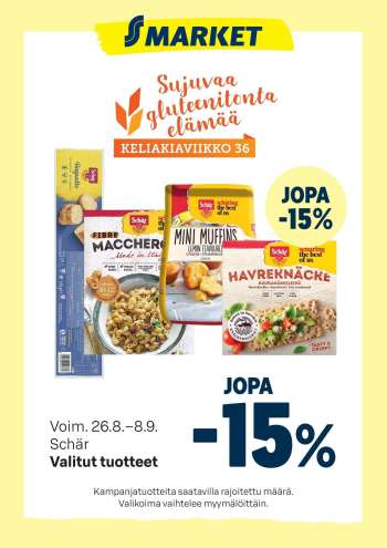 S-market tarjoukset  - 26.08.2026 - 08.09.2026.