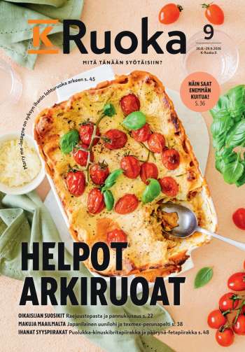 K-Supermarket tarjoukset  - 26.08.2026 - 29.09.2026.