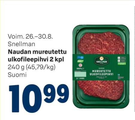 Naudan mureutettu ulkofileepihvi 2 kpl