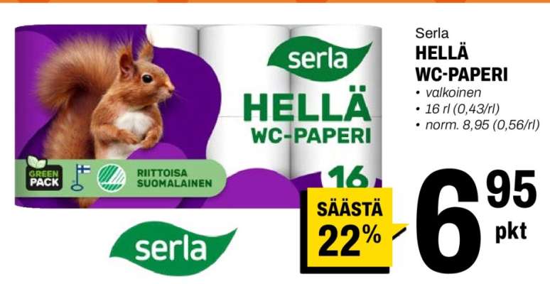Serla Hellä WC-paperi