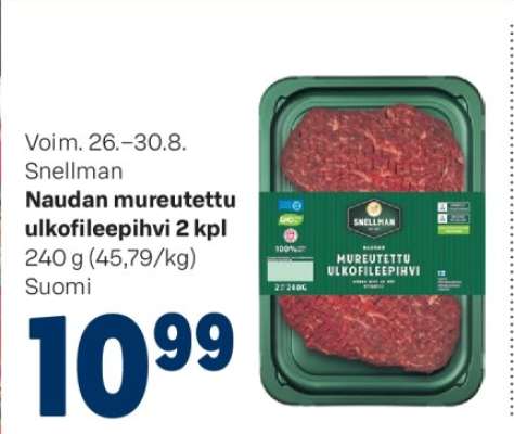 Naudan mureutettu ulkofileepihvi 2 kpl