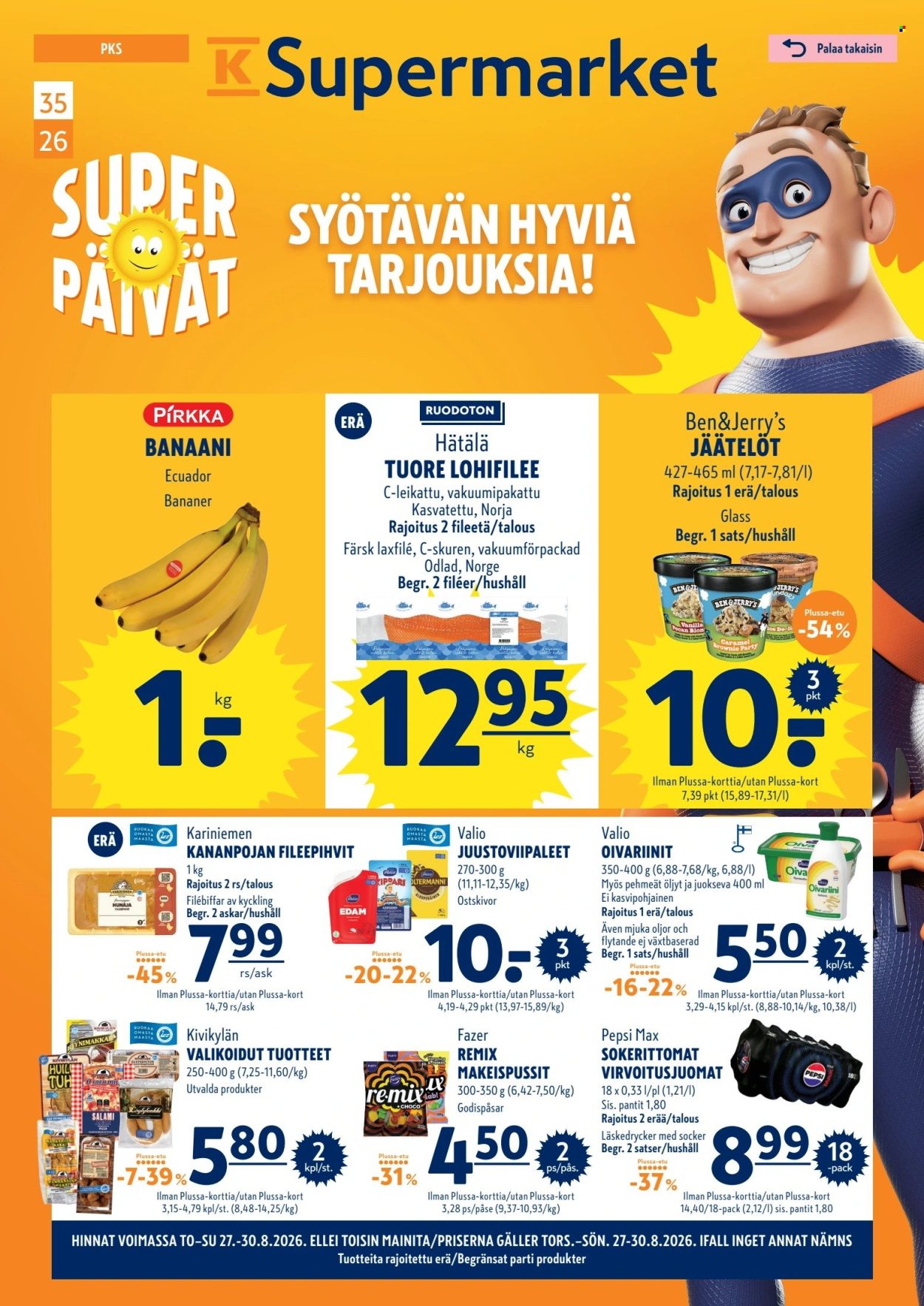 K-Supermarket tarjoukset - 27.08.2026 - 30.08.2026. Sivu 1