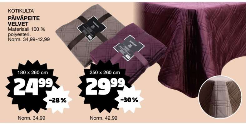 KOTIKULTA PÄIVÄPEITE VELVET