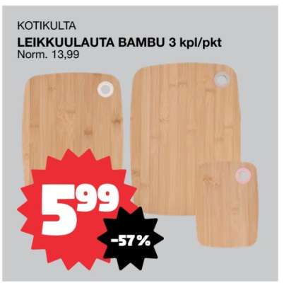 KOTIKULTA LEIKKUULAUTA BAMBU 3 kpl/pkt