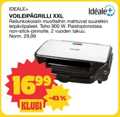 IDEALE+ VOILEIPÄGRILLI XXL
