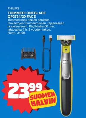 PHILIPS TRIMMERI ONEBLADE QP2734/20 FACE