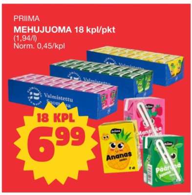 PRIIMA MEHUJUOMA 18 kpl/pkt