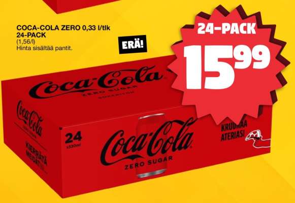 COCA-COLA ZERO 0,33 l/tlk 24-PACK
