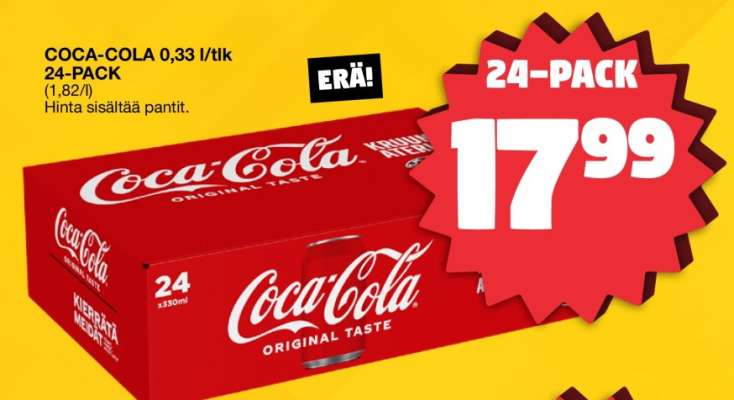 COCA-COLA 0,33 l/tlk 24-PACK