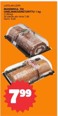 Laitilan Leipä Mansikka- tai Unelmakääretorttu