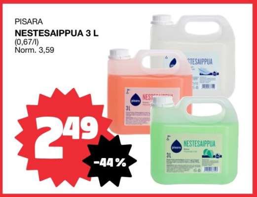 Pisara Nestesaippua 3 l