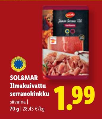 SOL & MAR Ilmakuivattu serranokinkku