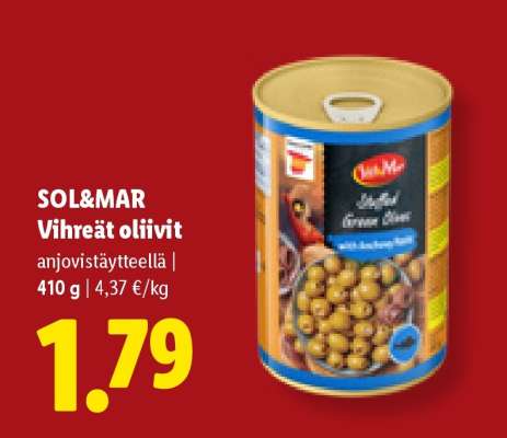 SOL & MAR Vihreät oliivit