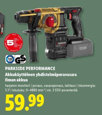 PARKSIDE PERFORMANCE Akkukäyttöinen yhdistelmäporavasara ilman akkua