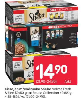 Kissojen märkäruoka Sheba