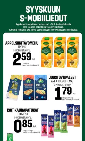 S-market tarjoukset  - 01.09.2026 - 30.09.2026.